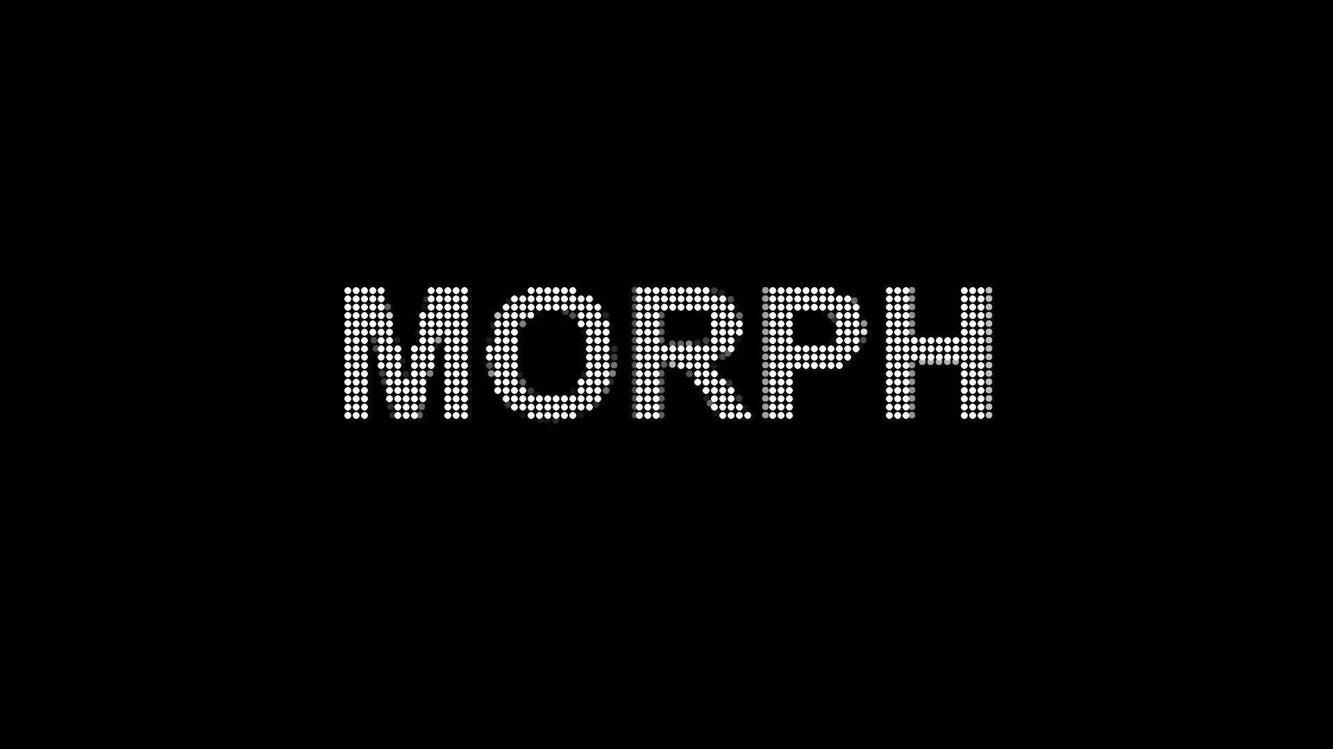 A word reconstructed from white dots by the actual Dot Morph plug-in