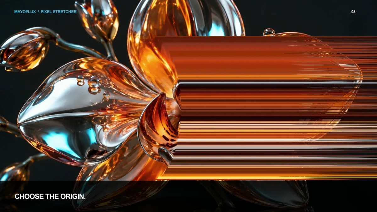 An orange chrome orchid petal pulled into long horizontal streaks.